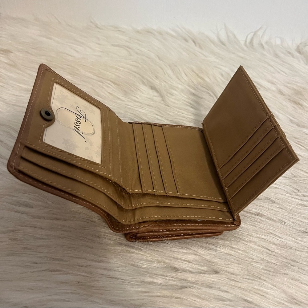 Fossil Beige and Brown Leather Wallet with Floral Studs - Picture 9 of 15
